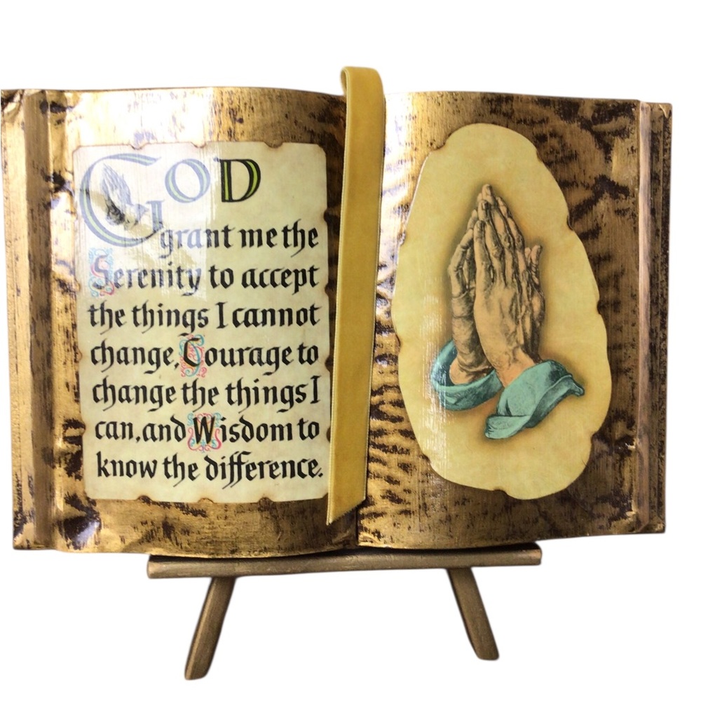 Serenity Prayer Wood Book Religious Stand Included